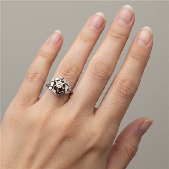 Cuneo - Corso Nizza 11 - Ring Goldside Woman in White Gold Diamante 0.10 Ct AN.GS0086 - AN.GS0086
